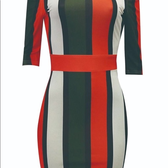 Multi Color Stripe Dress Red - Picture 4 of 6